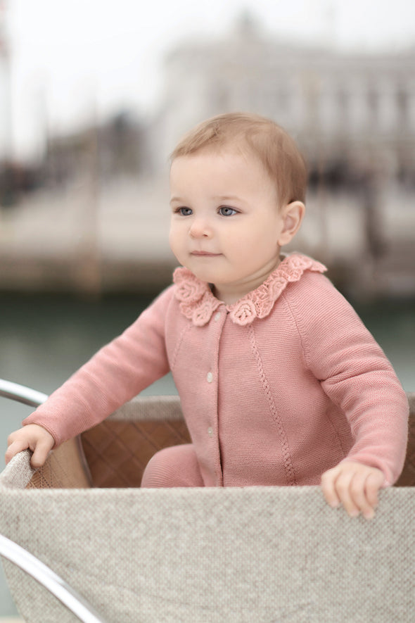 Dusty Rose Knitted Cashmere Babysuit