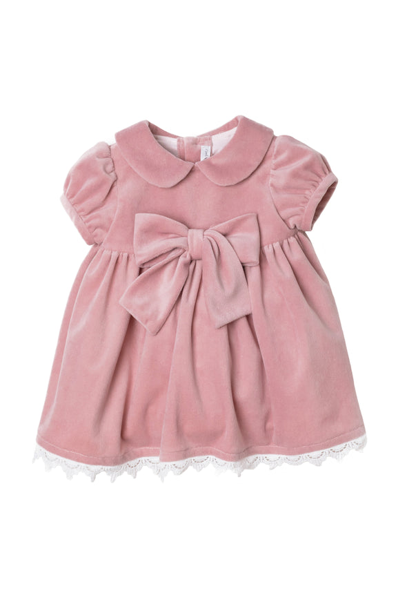 Rose Velvet Bow Baby Doll Dress