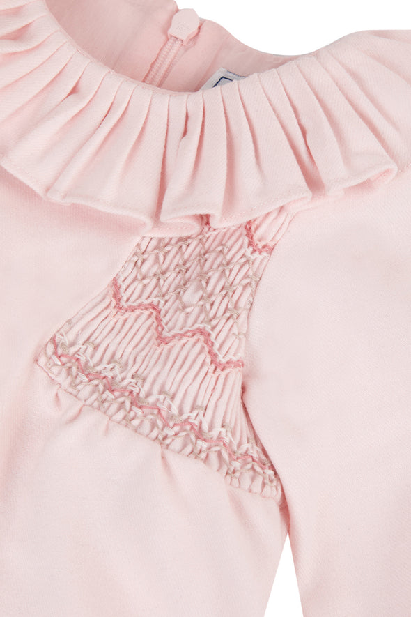 Pink Frill Collar Smocked Dress