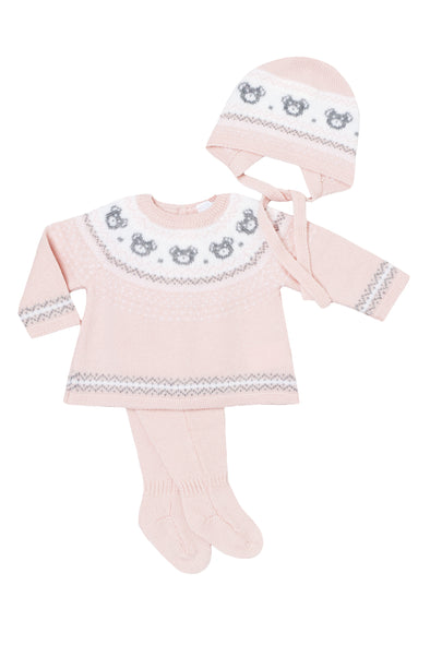 Pink Wool Teddy Bear Set
