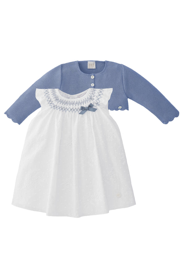 White Broderie Anglaise Dress and Cardigan Set